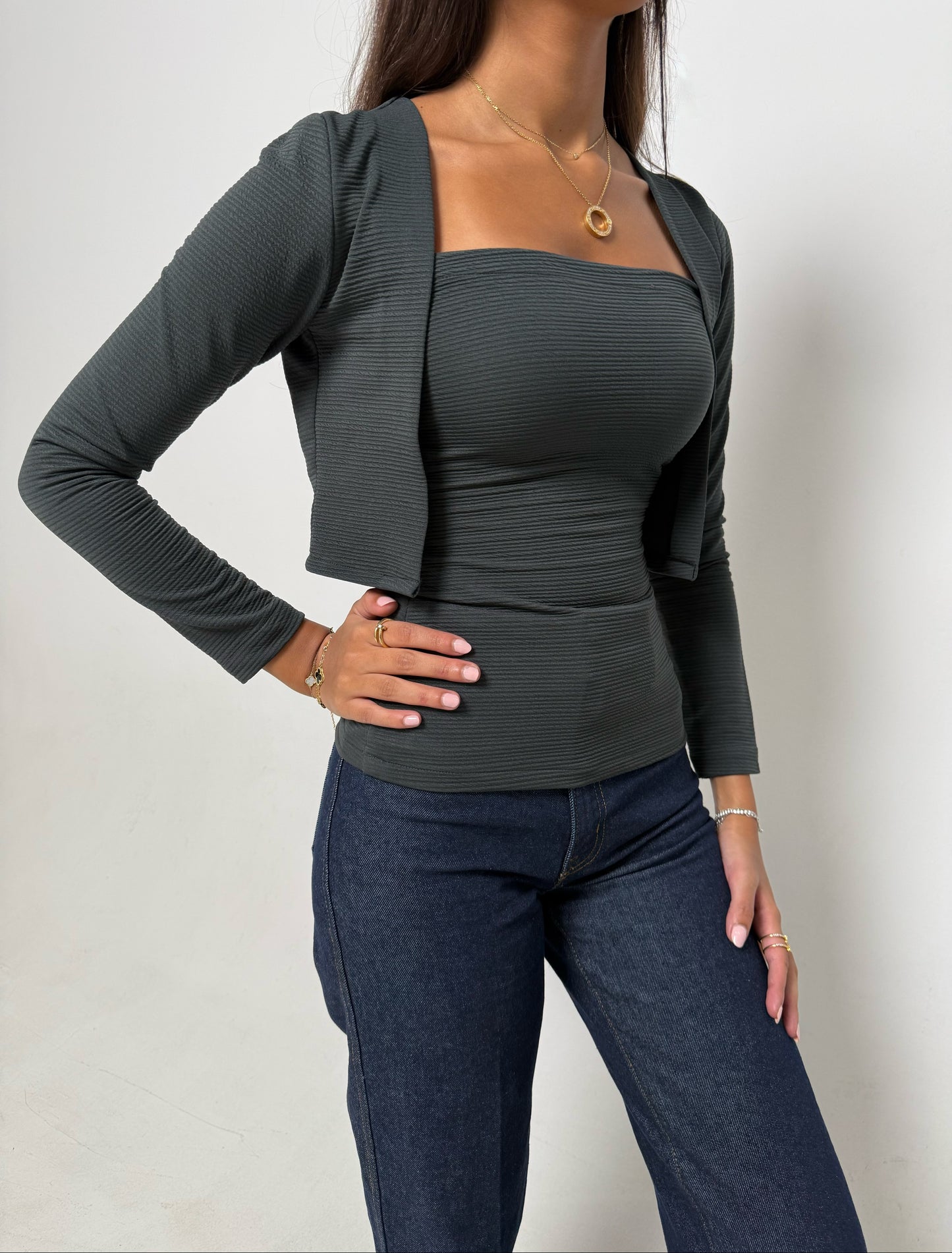 Nala top in dark gray