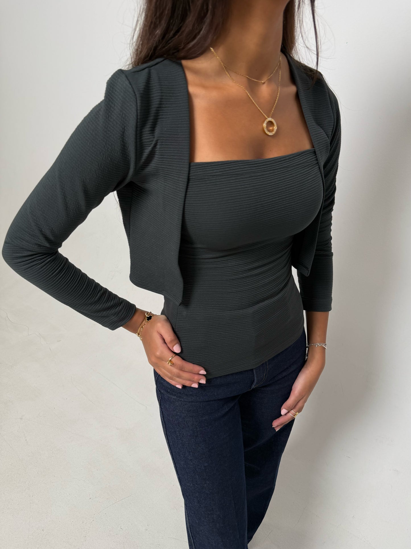 Nala top in dark gray
