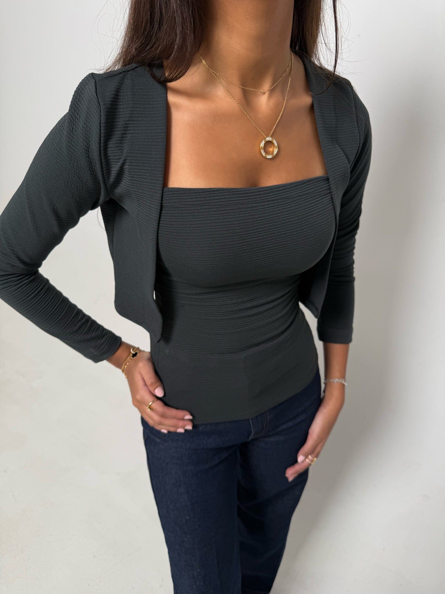 Nala top in dark gray