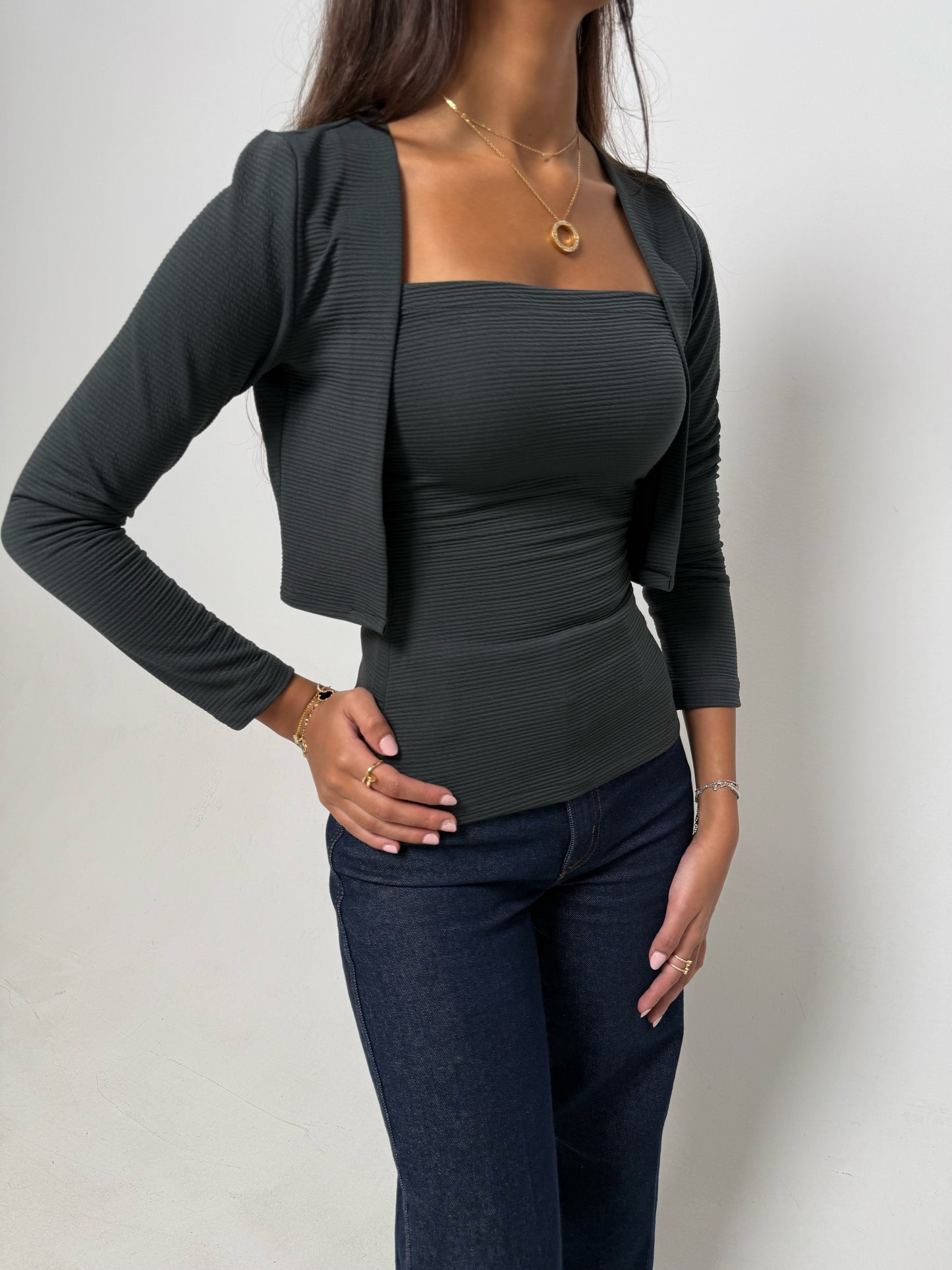 Nala top in dark gray